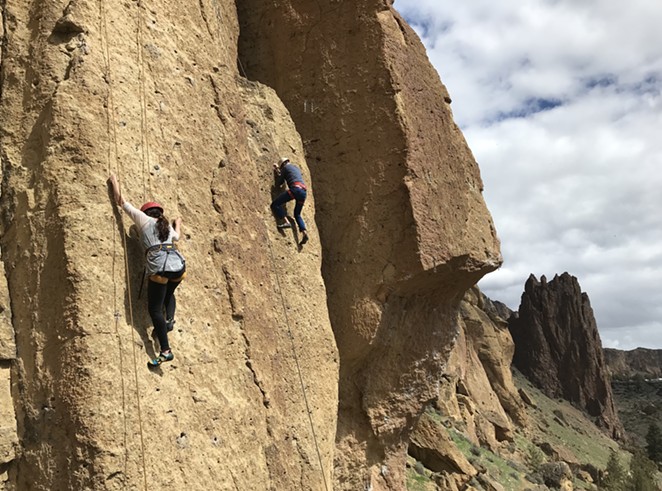 Climbing into the Sunset at Smith Rock