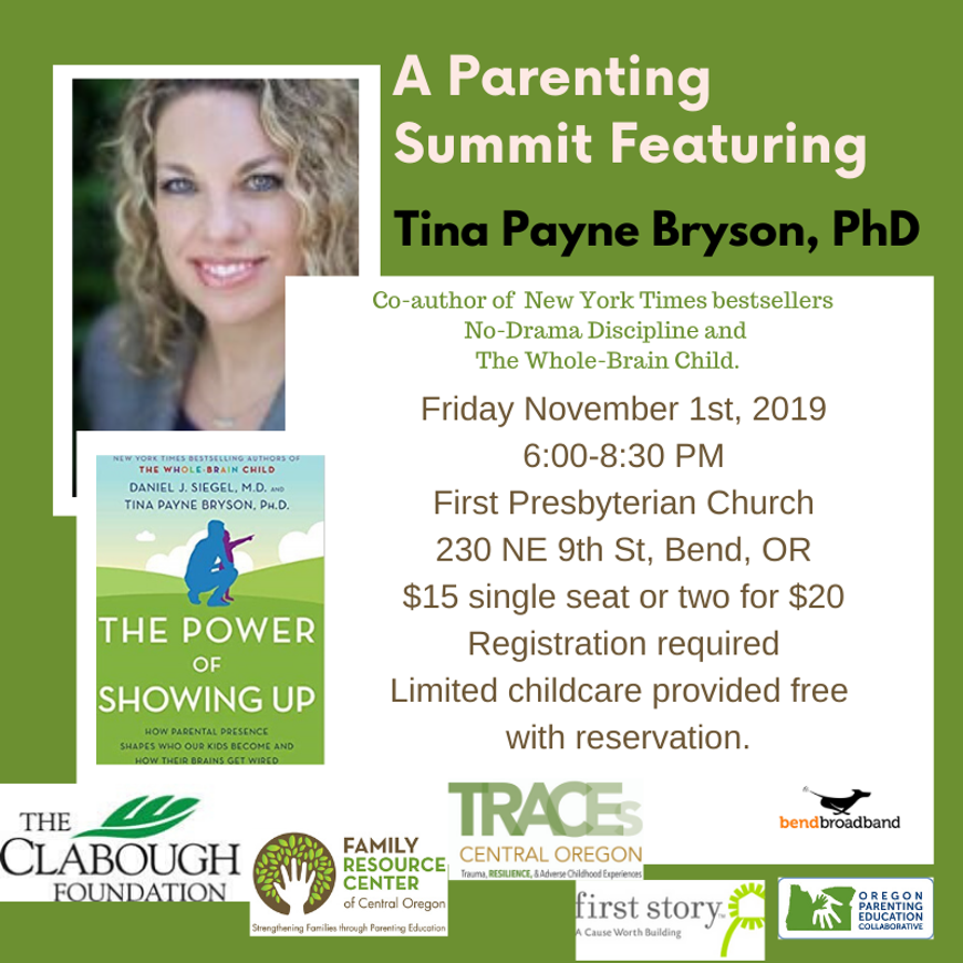 What&rsquo;s the one thing a parent can do to make the most difference in the long run? The research is clear: Show up! Bestselling author Dr. Tina Payne Bryson will explain what this means over the course of childhood at FRC's Fall 2019 Parenting Summit.