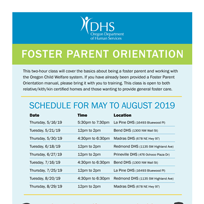 Foster Parent Orientation Dates