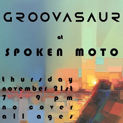 Poster for Groovasaur at Spoken Moto 11/21/19