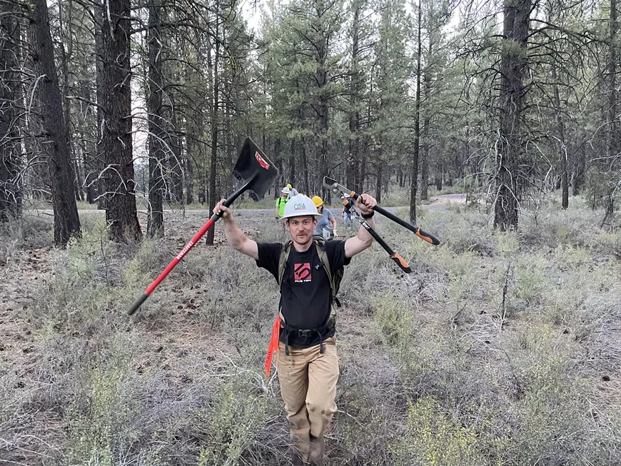 Trails Program Manager, Alex Brieger, Leading a Trail Crew