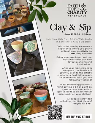 Image: Clay & Sip with Nina Walz - 12:30pm