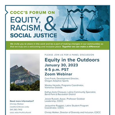 COCC's Forum on Equity, Racism and Social Justice: Equity in the Outdoors