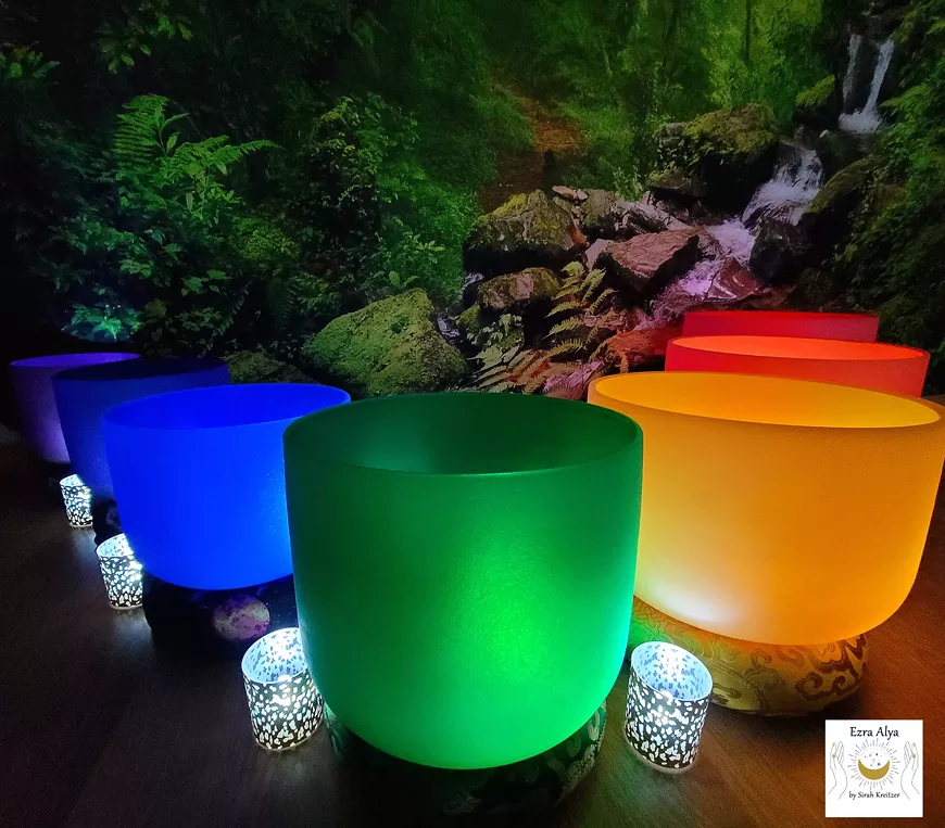 Chakra Colored Crystal Singing Bowls