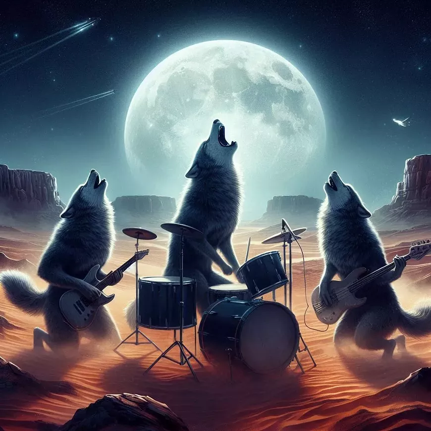 a_3_piece_band_of_wolves_playing_instruments_in_the_desert_at_night_and_howling__3_.webp