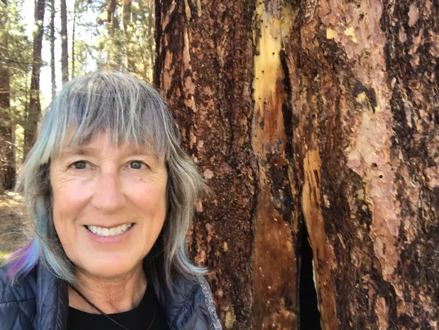 Maret Pajutee and Fire-scarred Ponderosa Pine
