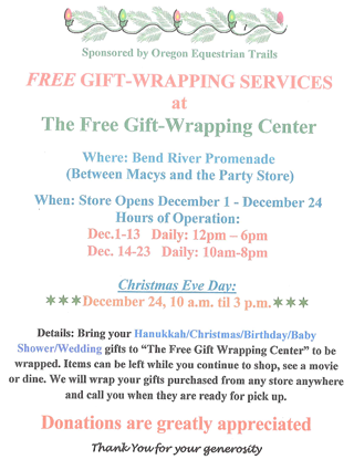 Image: Free Holiday Gift Wrapping Sponsored by the Oregon Equestrian Trails