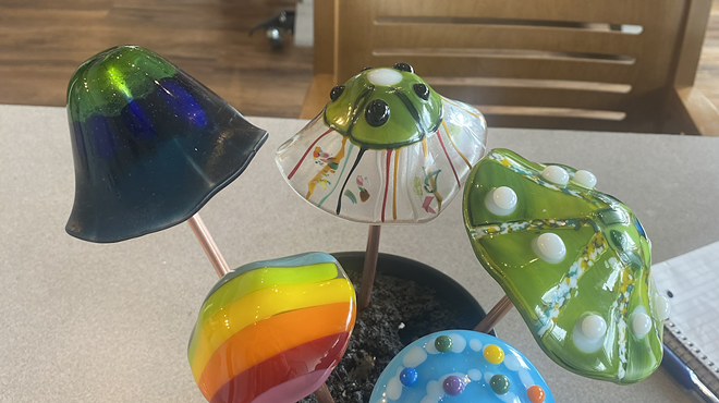 Image: Fused Glass Plant Stakes: Mushrooms