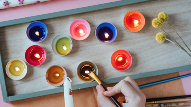 Image: Hand Painted Taper Candles