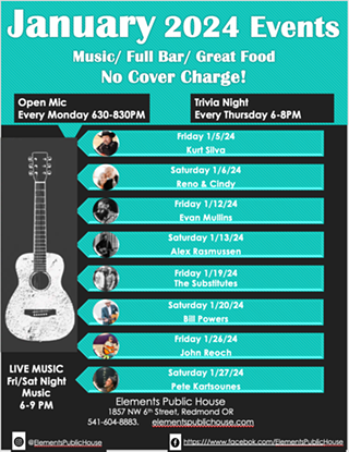Image: January 2024 Events - Elements Public House