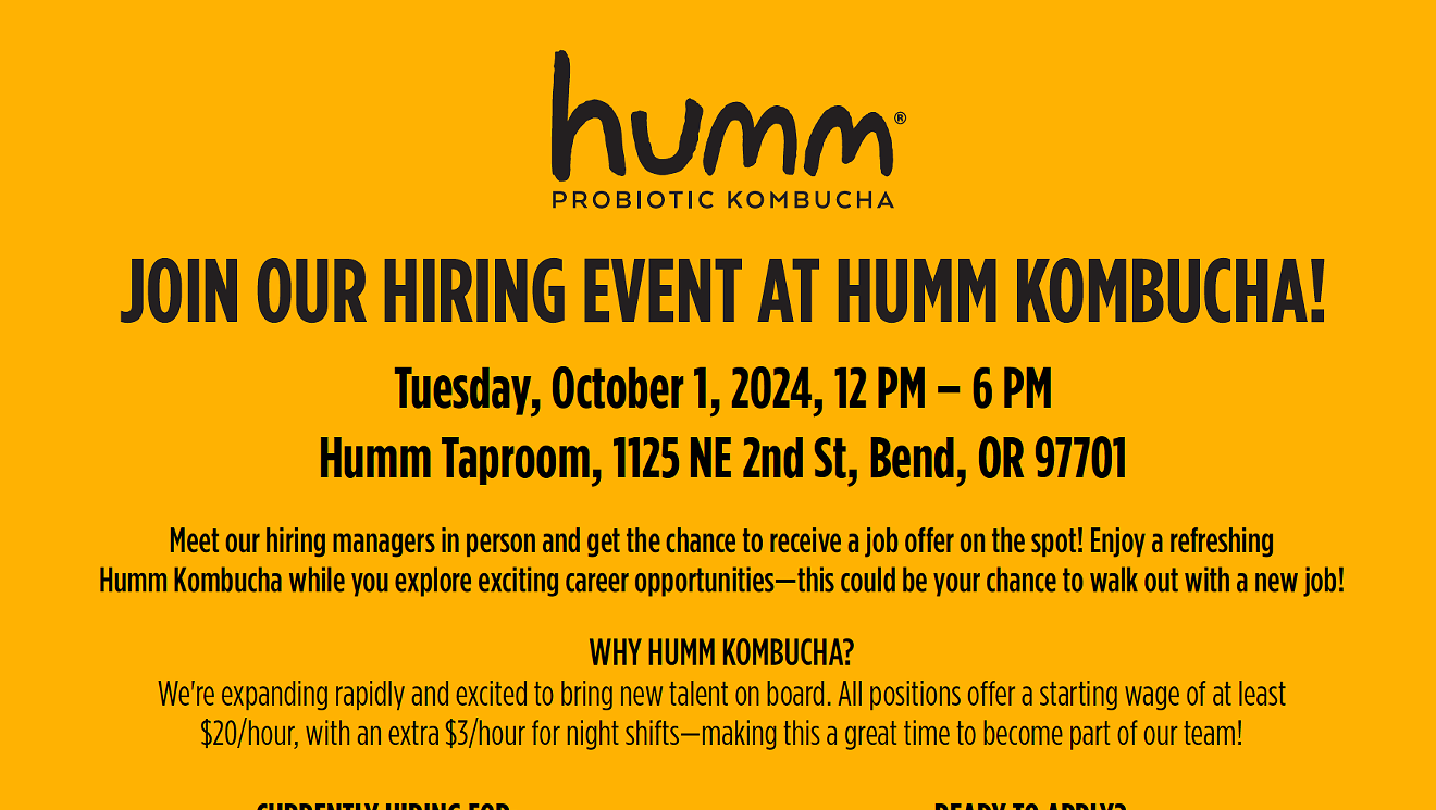 Join Humm Kombucha's Hiring Event – October 1st!