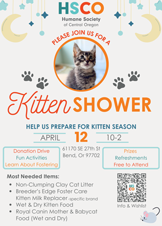 Image: Kitten Shower at the Humane Society of Central Oregon