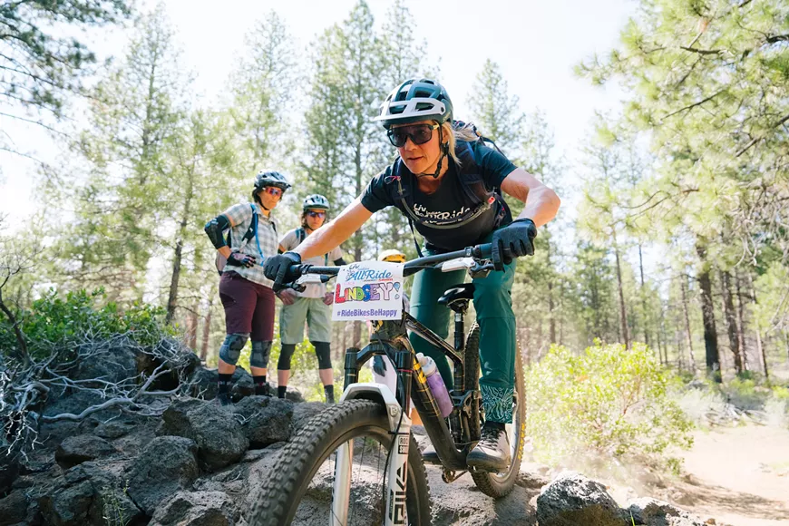 Founder Lindsey Richter demos a rock section on the famous COD trail