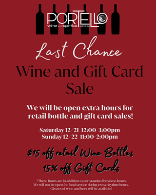 Image: LAST CHANCE! Holiday Retail Wine & Gift Card Sale
