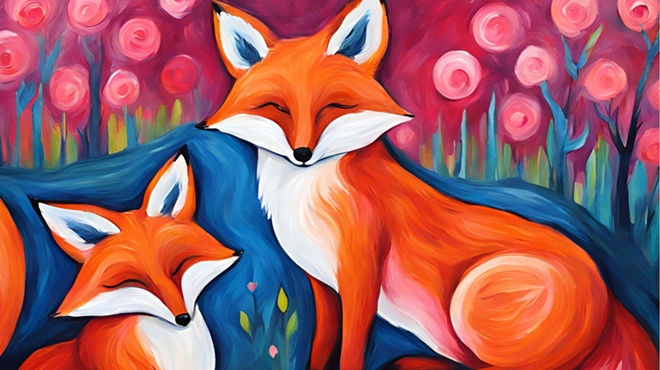 Image: Lets Paint Art Class - Valentines Fox