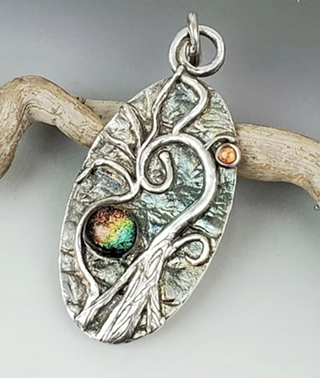 Image: Metal Clay - Dichroic Glass Pendant