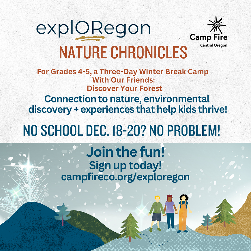 Camp Fire Central Oregon offers a fun winter break camp for Grades 4-5, sign up now!