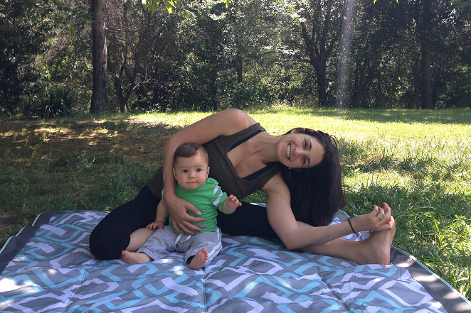 Outdoor Mom and Baby Yoga Picnic
