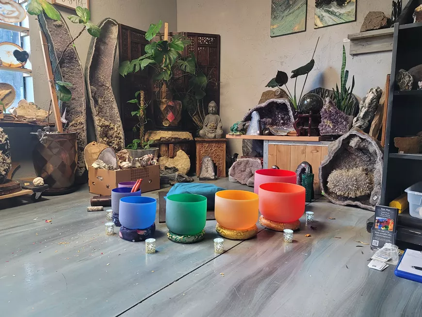 7 Chakra Colored Quartz Crystal Singing Bowls