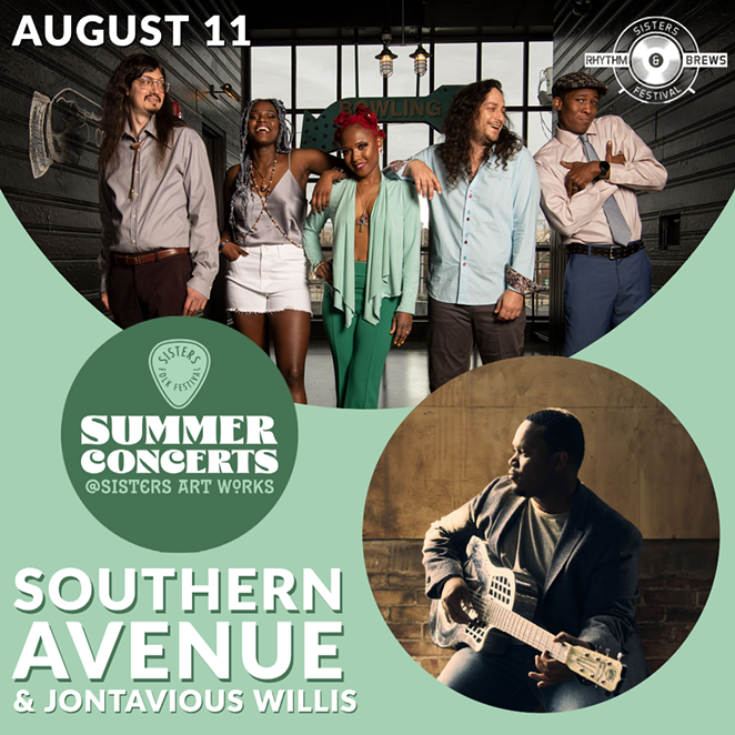 SFF presents Summer Concerts at Sisters Art Works with Southern Avenue & Jontavious Willis.