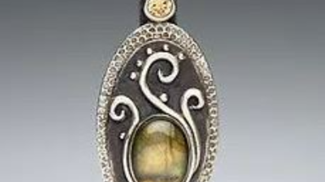 Image: Silver Metal Clay with Natural Stones, Pendant or Earrings