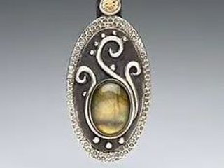 Image: Silver Metal Clay with Natural Stones, Pendant or Earrings