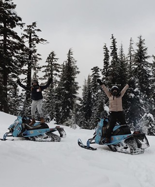 Snowmobiles at Elk Lake Resort