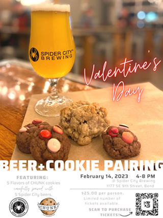 Image: Spider City Brewing + CHUNK Cookies Valentine's Day Beer & Cookie Tasting