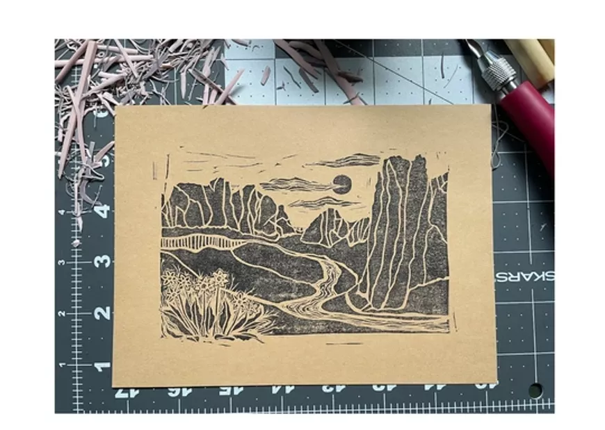 Block Print of Smith Rock