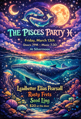 Image: The Pisces Party - Eric Leadbetter &amp; Friends, Rusty Frets &amp; Seed Ling