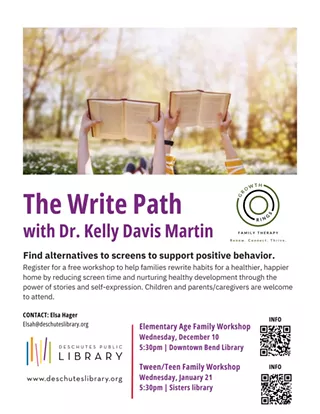 Image: The Write Path: Find alternatives to screens to promote positive behaviors (Elementary aged Family Workshop)