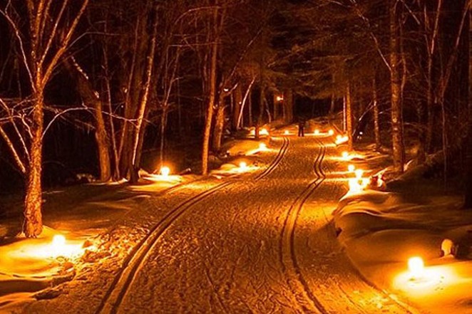 Celebrate the upcoming winter solstice with a candlelit ski session