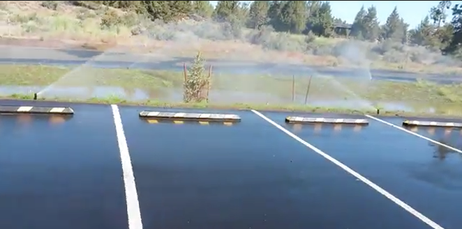 A new water feature at Pine Nursery Park—or overactive sprinklers?