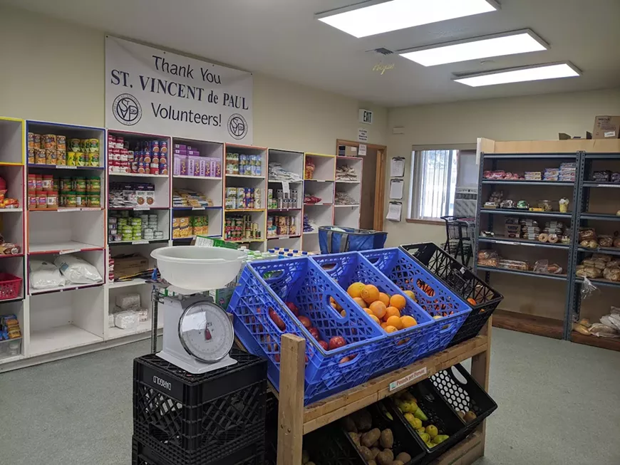 The food pantry at St. Vincent de Paul, in Bend